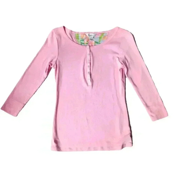 Lilly Pultizer Vintage Pink 3/4 Sleeve Button Top - Picture 1 of 6